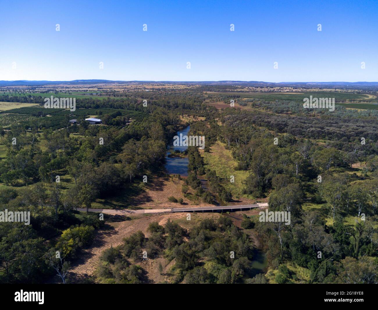 Aereo del fiume Burnett appena a nord di Mundubbera Nord Burnett Queensland Australia. Foto Stock