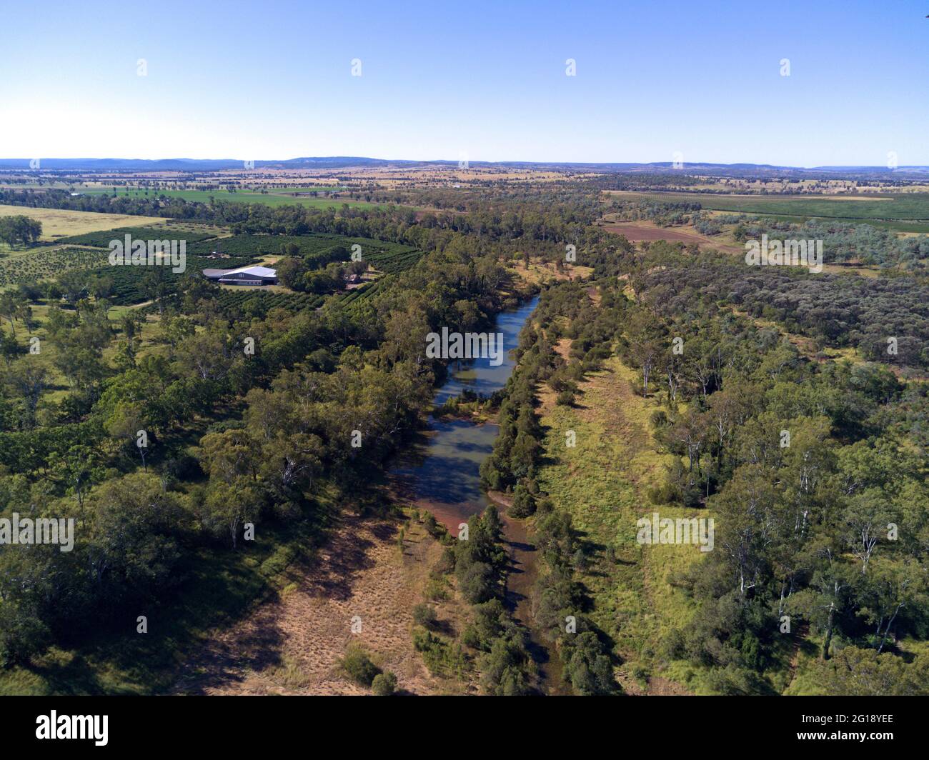 Aereo del fiume Burnett appena a nord di Mundubbera Nord Burnett Queensland Australia. Foto Stock