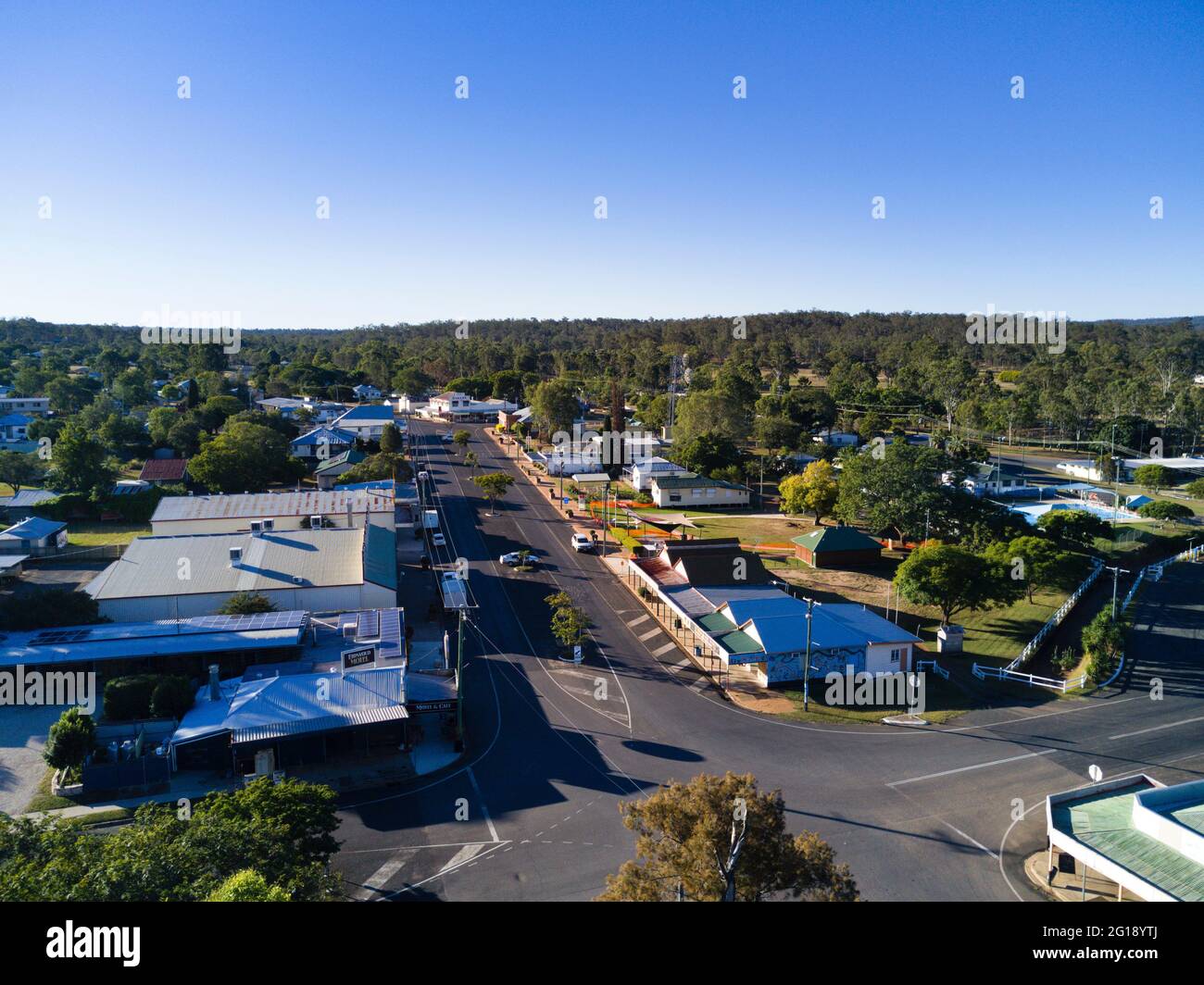 Aereo di Moreton Street la principale sezione di vendita al dettaglio di Eidsvold North Burnett Queensland Australia Foto Stock