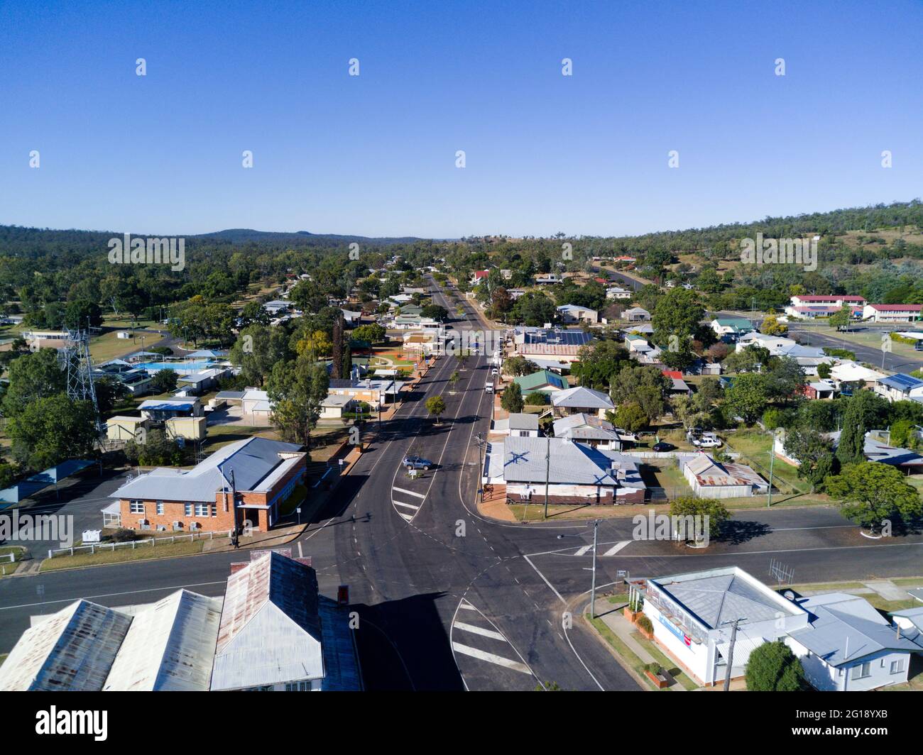 Aereo di Moreton Street la principale sezione di vendita al dettaglio di Eidsvold North Burnett Queensland Australia Foto Stock
