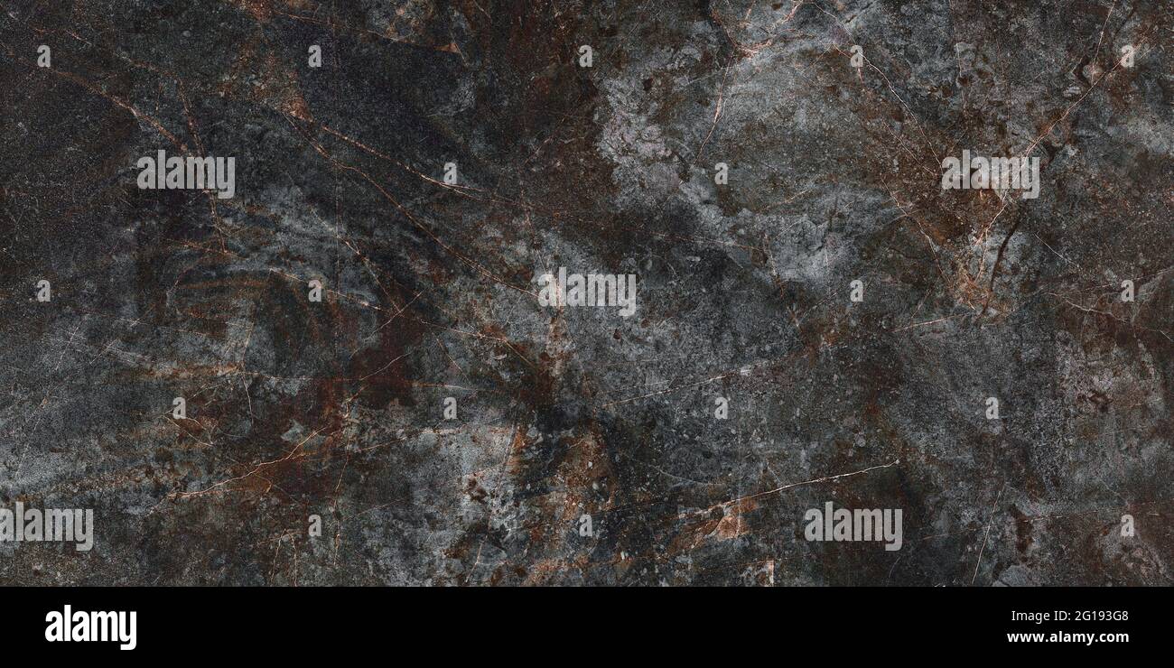 Marmo nero motivo in pietra naturale per sfondo. Esotico astratto marmi calcarei rustico Muro di ceramica opaca parete e pavimenti piastrelle, slice minerale lucidato Foto Stock