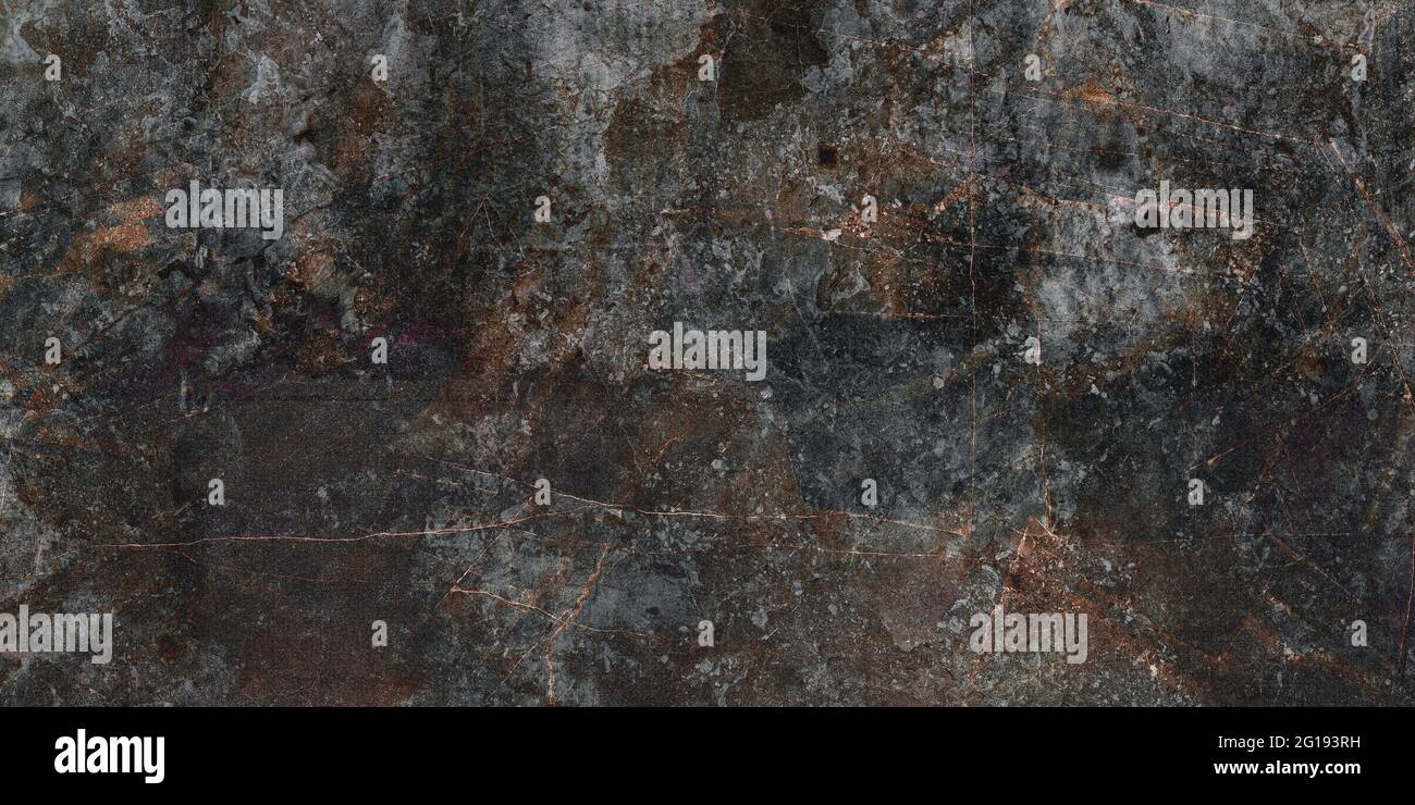 Marmo nero motivo in pietra naturale per sfondo. Esotico astratto marmi calcarei rustico Muro di ceramica opaca parete e pavimenti piastrelle, slice minerale lucidato Foto Stock