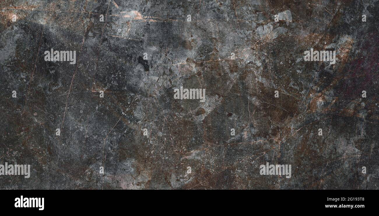 Marmo nero motivo in pietra naturale per sfondo. Esotico astratto marmi calcarei rustico Muro di ceramica opaca parete e pavimenti piastrelle, slice minerale lucidato Foto Stock