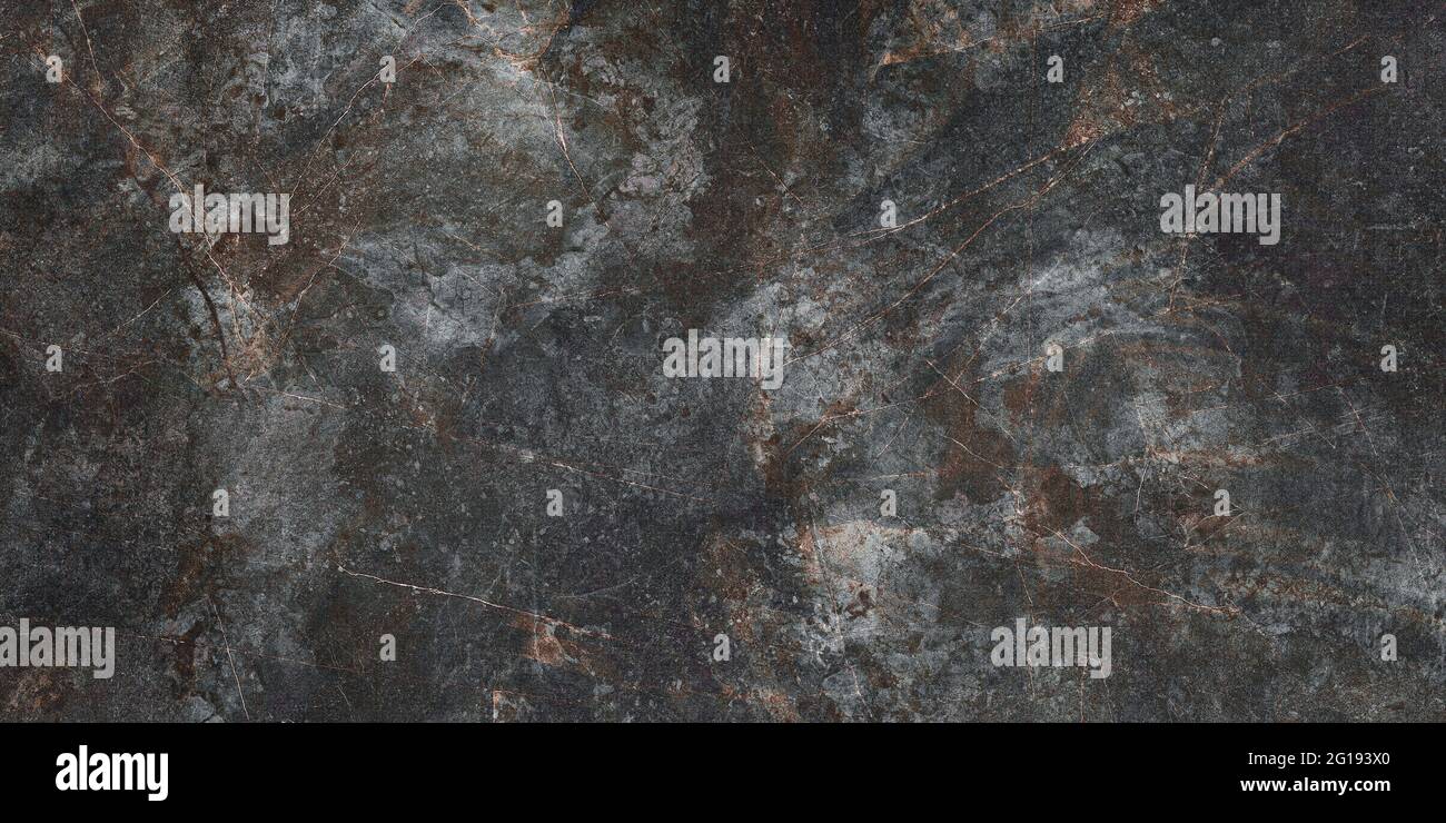 Marmo nero motivo in pietra naturale per sfondo. Esotico astratto marmi calcarei rustico Muro di ceramica opaca parete e pavimenti piastrelle, slice minerale lucidato Foto Stock