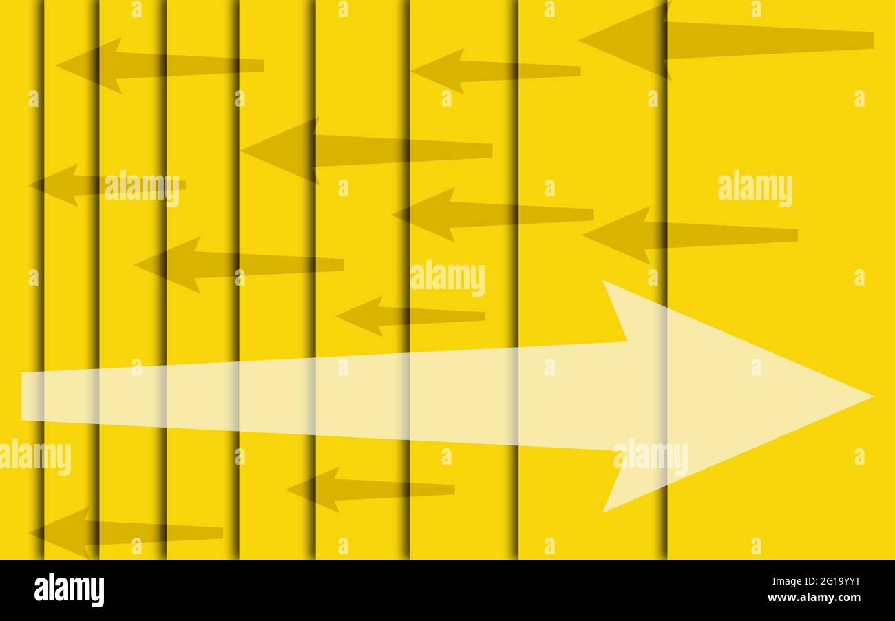 Scale gialle con un segno di freccia, rendering 3D Foto Stock