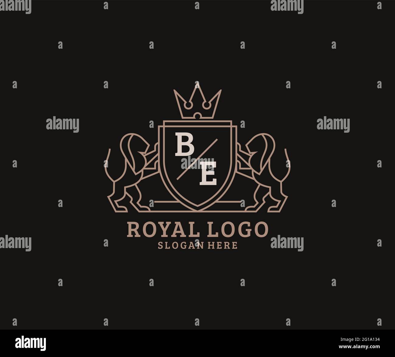 MODELLO CON logo BE Letter Lion Royal Luxury in arte vettoriale per ristoranti, Royalty, Boutique, caffè, hotel, Araldica, Gioielli, Moda e altri vettori il Illustrazione Vettoriale