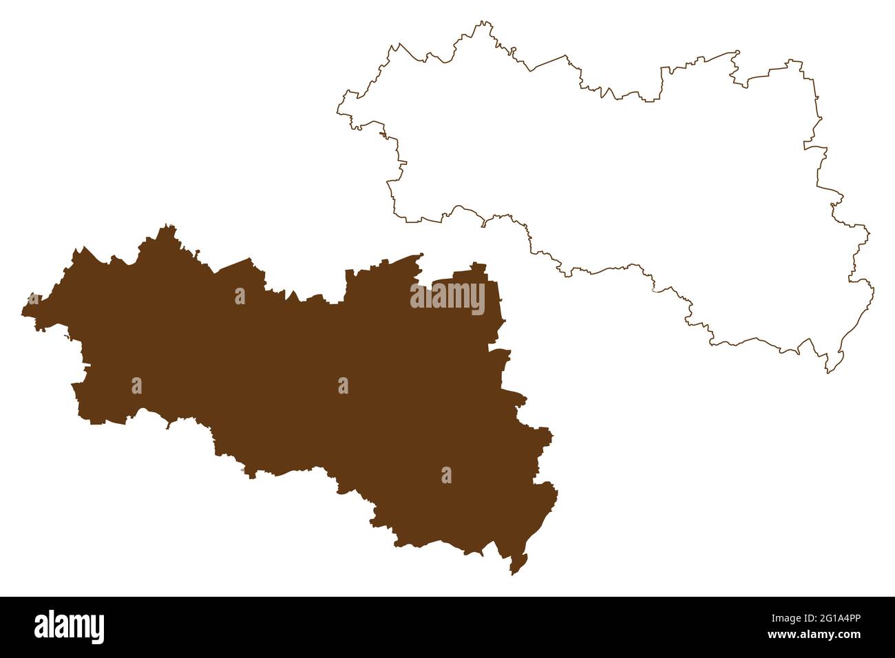 Distretto di Burgenlandkreis (Repubblica federale di Germania, distretto rurale, Stato libero di Sassonia-Anhalt) illustrazione vettoriale della mappa, abbozzare Burgenlan Illustrazione Vettoriale