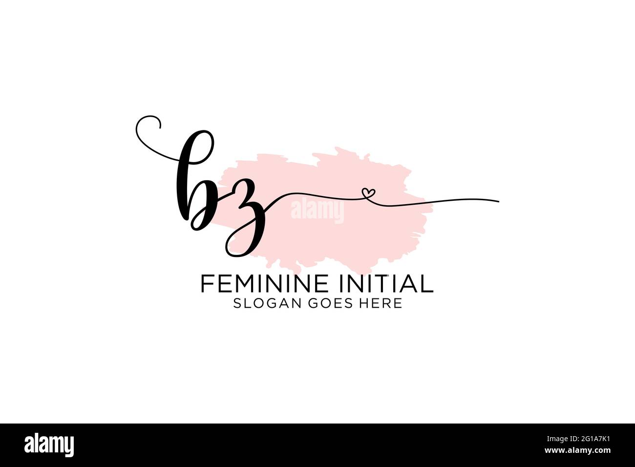 BZ beauty monogramma ed elegante logo design calligrafia logo di firma iniziale, matrimonio, moda, floreale e botanico con modello creativo. Illustrazione Vettoriale
