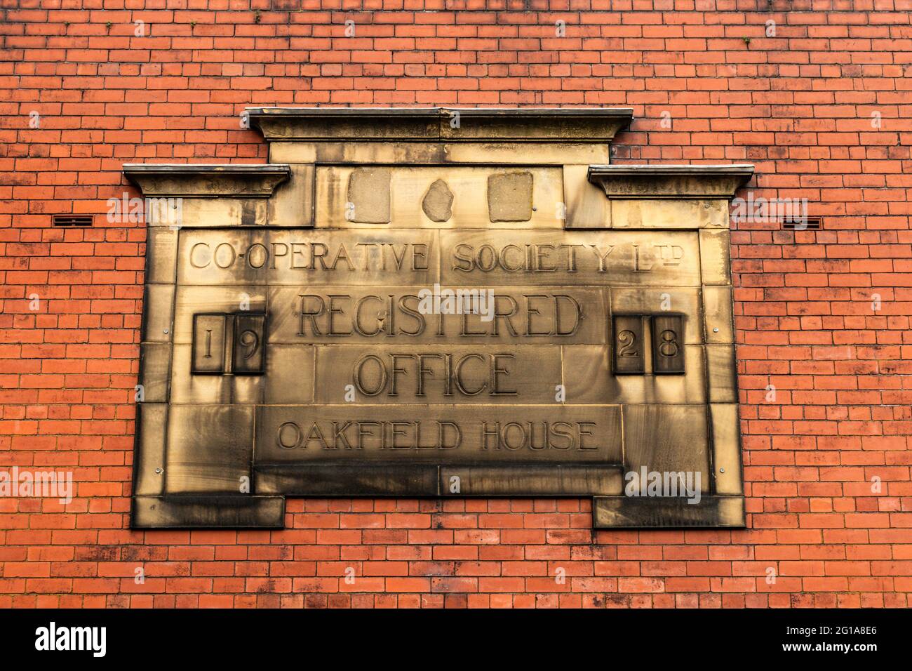 Firma della Co-operatival Society Ltd. Oakfield House, Oxford Street, Accrington, Lancashire. Foto Stock