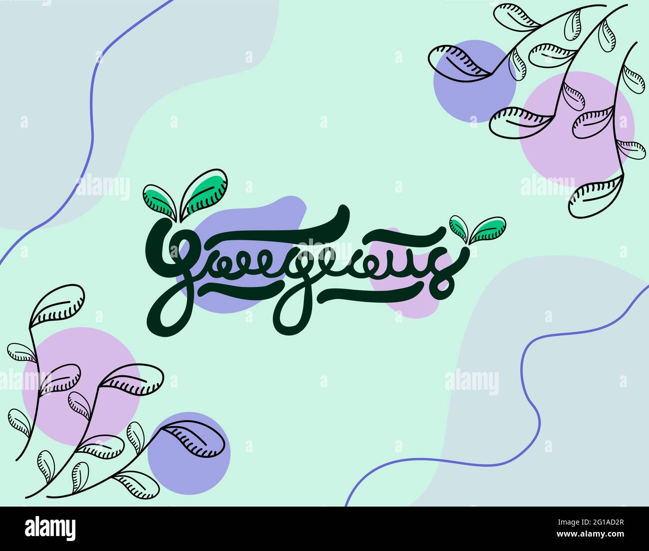 Scritta disegnata a mano 'gorgeous' con boho fiore sfondo stile botanico grande per molti scopi eps10 Illustrazione Vettoriale