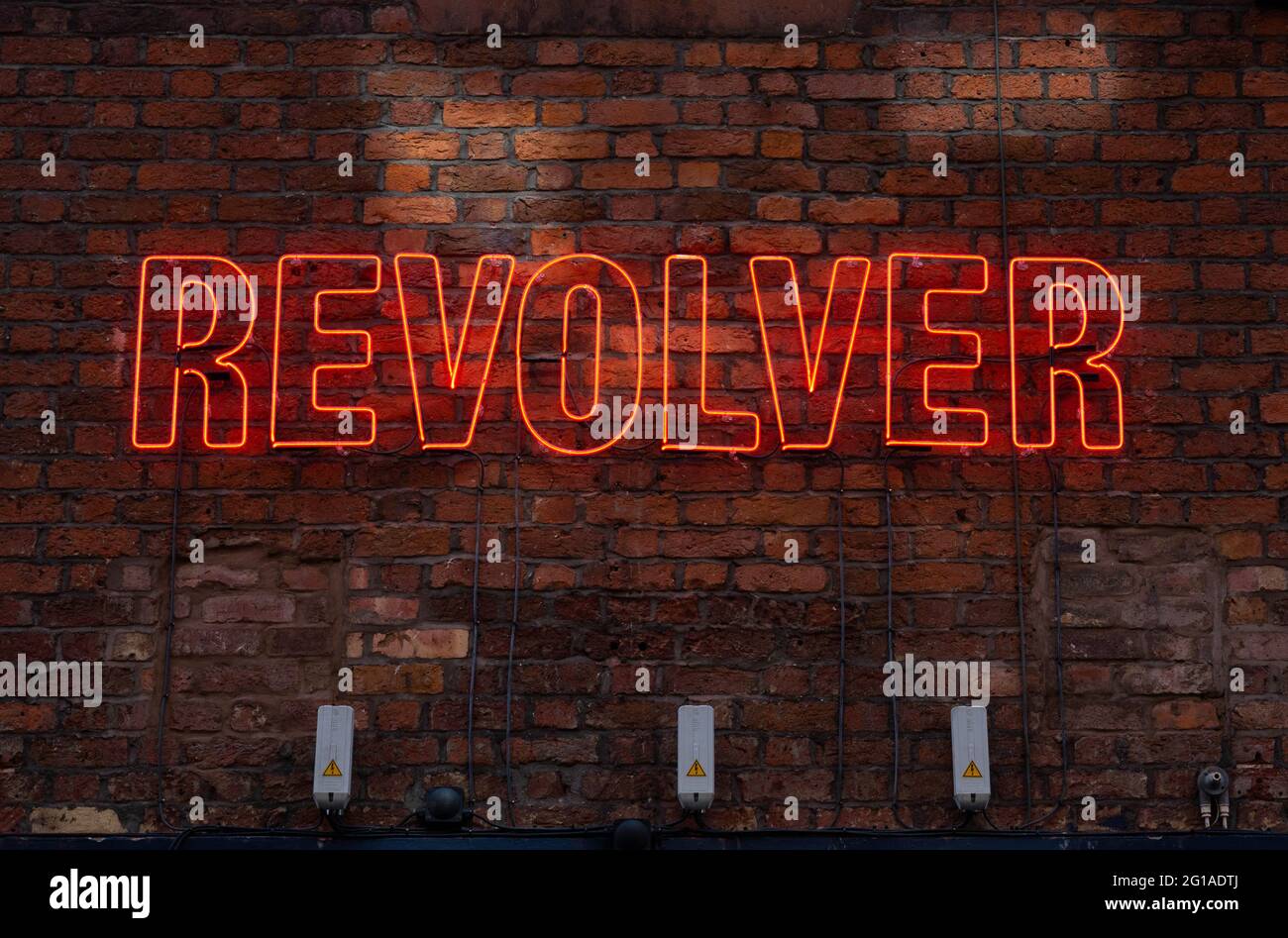 Revolver, un bar a tema Beatles su Temple Court nel quartiere Cavern di Liverpool Foto Stock