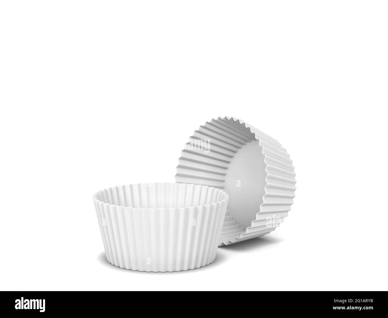 Forma vuota di silicone per cupcake. illustrazione 3d isolata su sfondo bianco. Utensili da forno Foto Stock