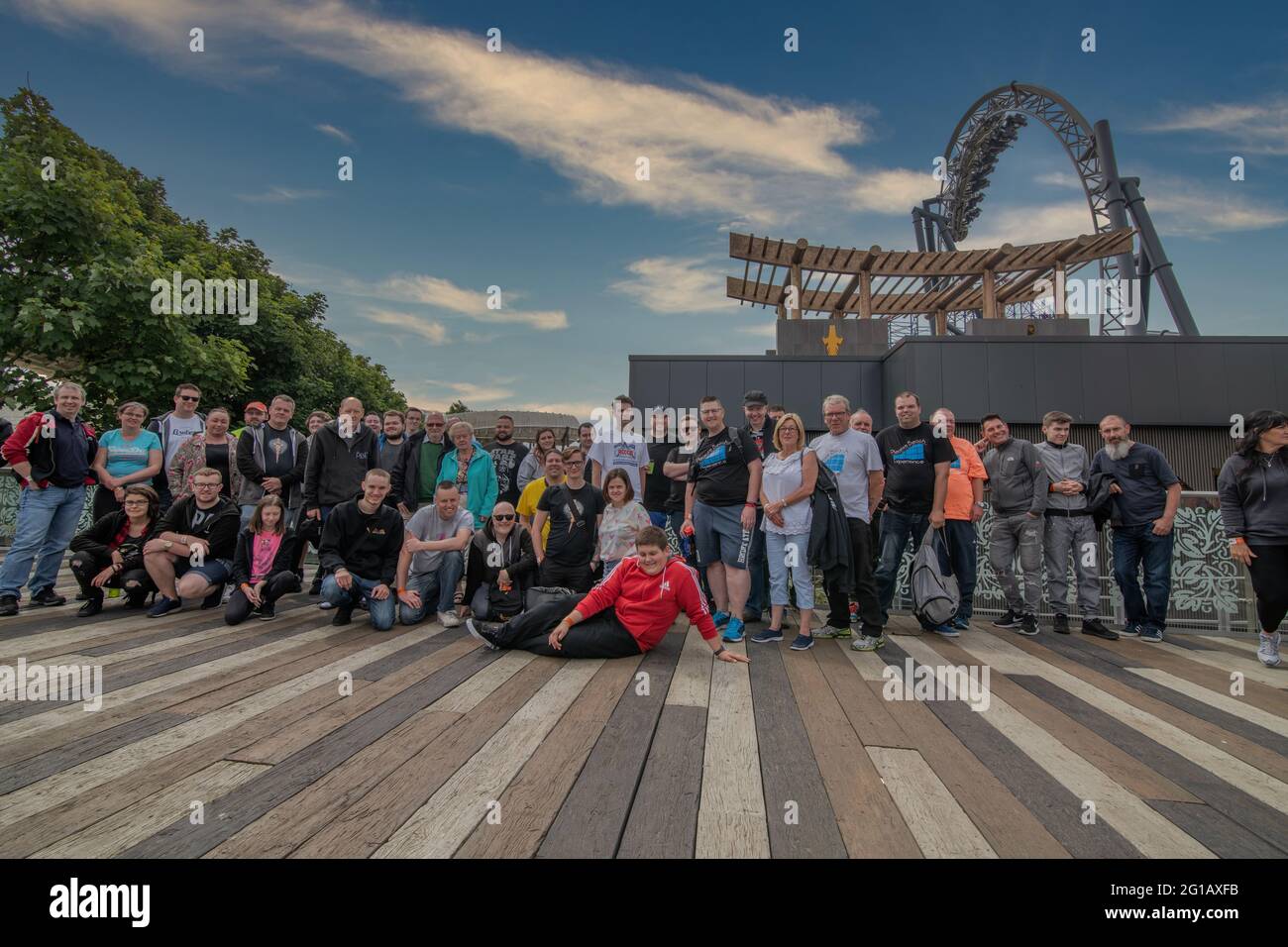 Mackpool Group Photo of Club Pleasure Beach esperienza in un evento privato a Pleasure Beach Blackpool Foto Stock