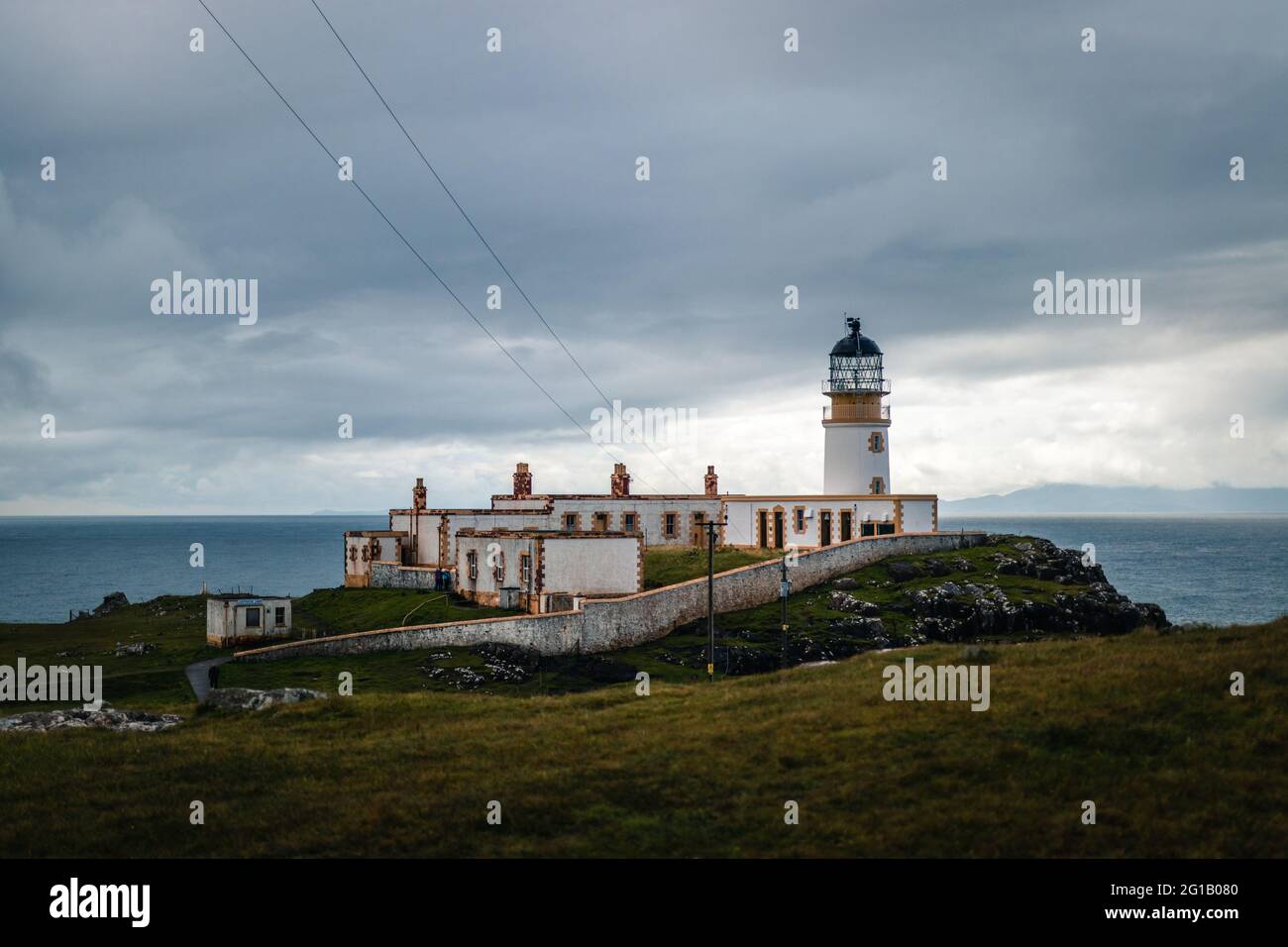 Una vista aerea del faro di Neist Point Waterstein UK Foto Stock