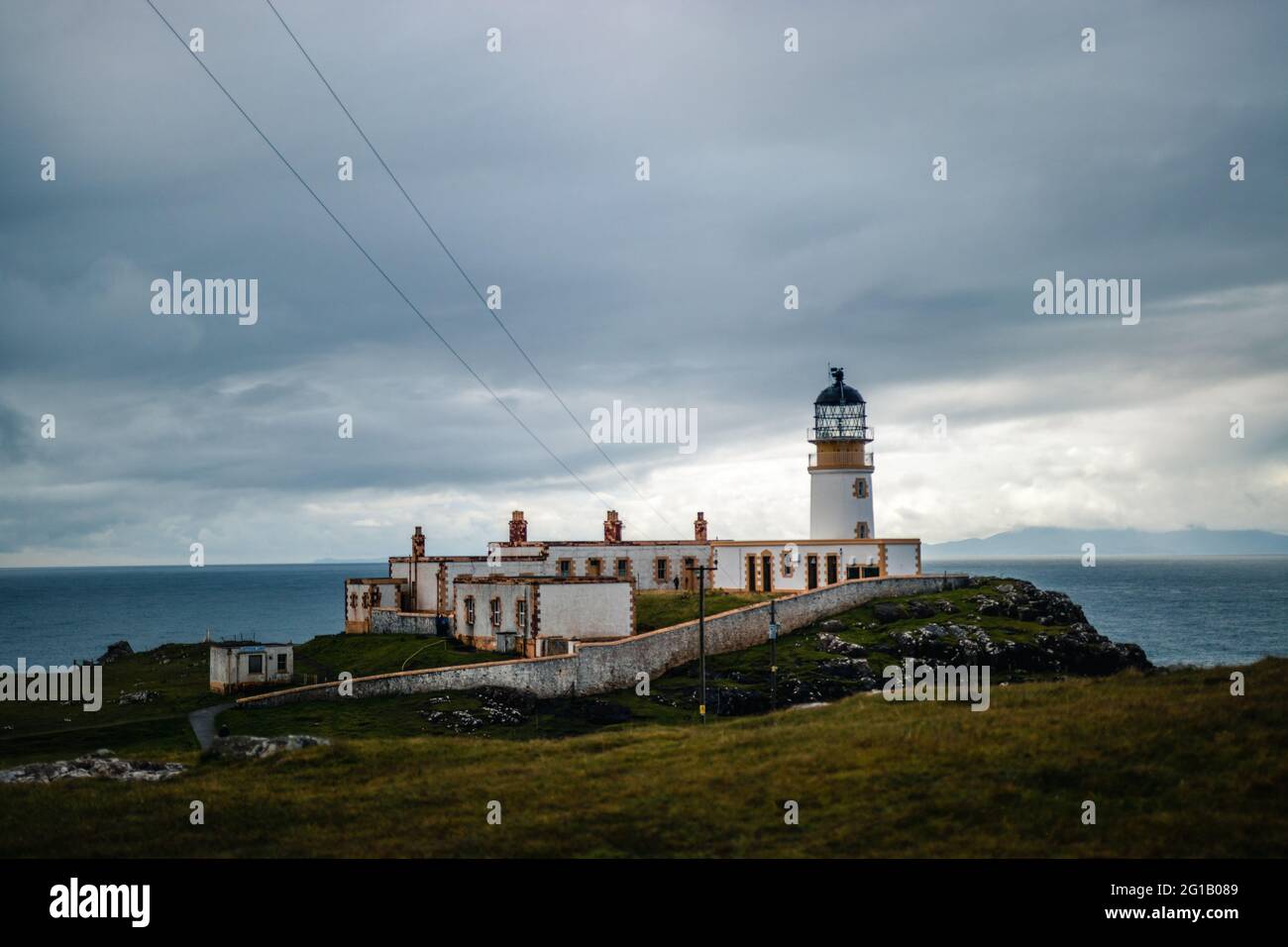 Una vista aerea del faro di Neist Point Waterstein UK Foto Stock