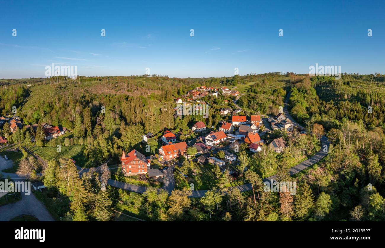 Luftbilder aus Harzgerode Silberhütte im Selketal Foto Stock