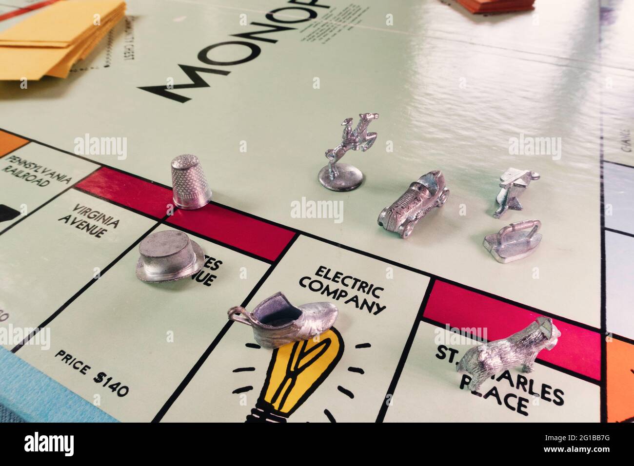 Monopoly gioco da tavolo è un popolare gioco di trading immobiliare internazionale, Stati Uniti Foto Stock