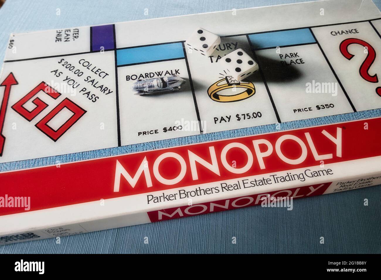 Monopoly gioco da tavolo è un popolare gioco di trading immobiliare internazionale, Stati Uniti Foto Stock