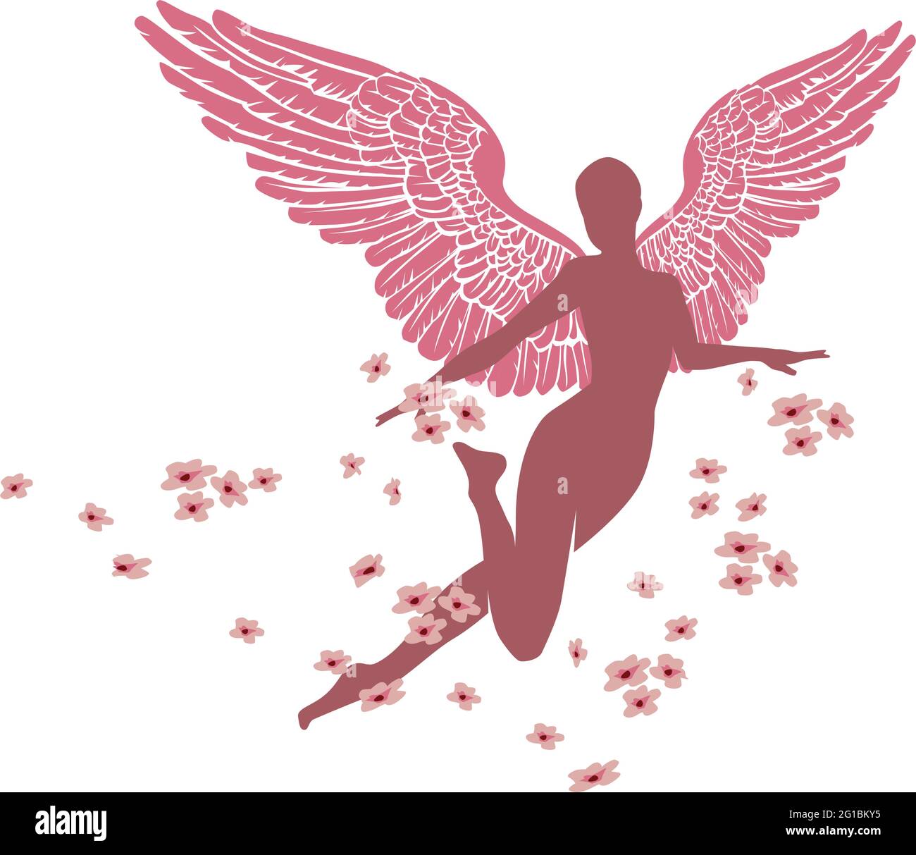 illustrazione di un angelo con fiori di primavera Illustrazione Vettoriale