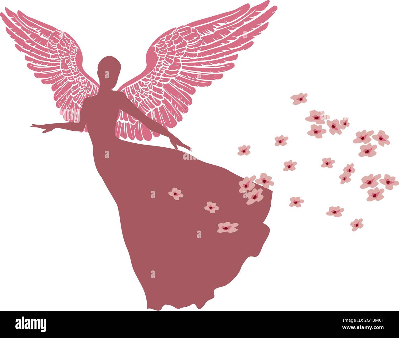 illustrazione di un angelo con fiori di primavera Illustrazione Vettoriale