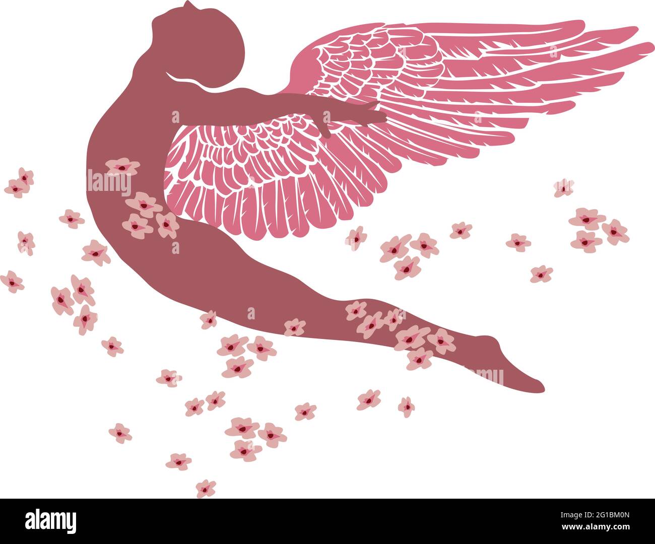 illustrazione di un angelo con fiori di primavera Illustrazione Vettoriale