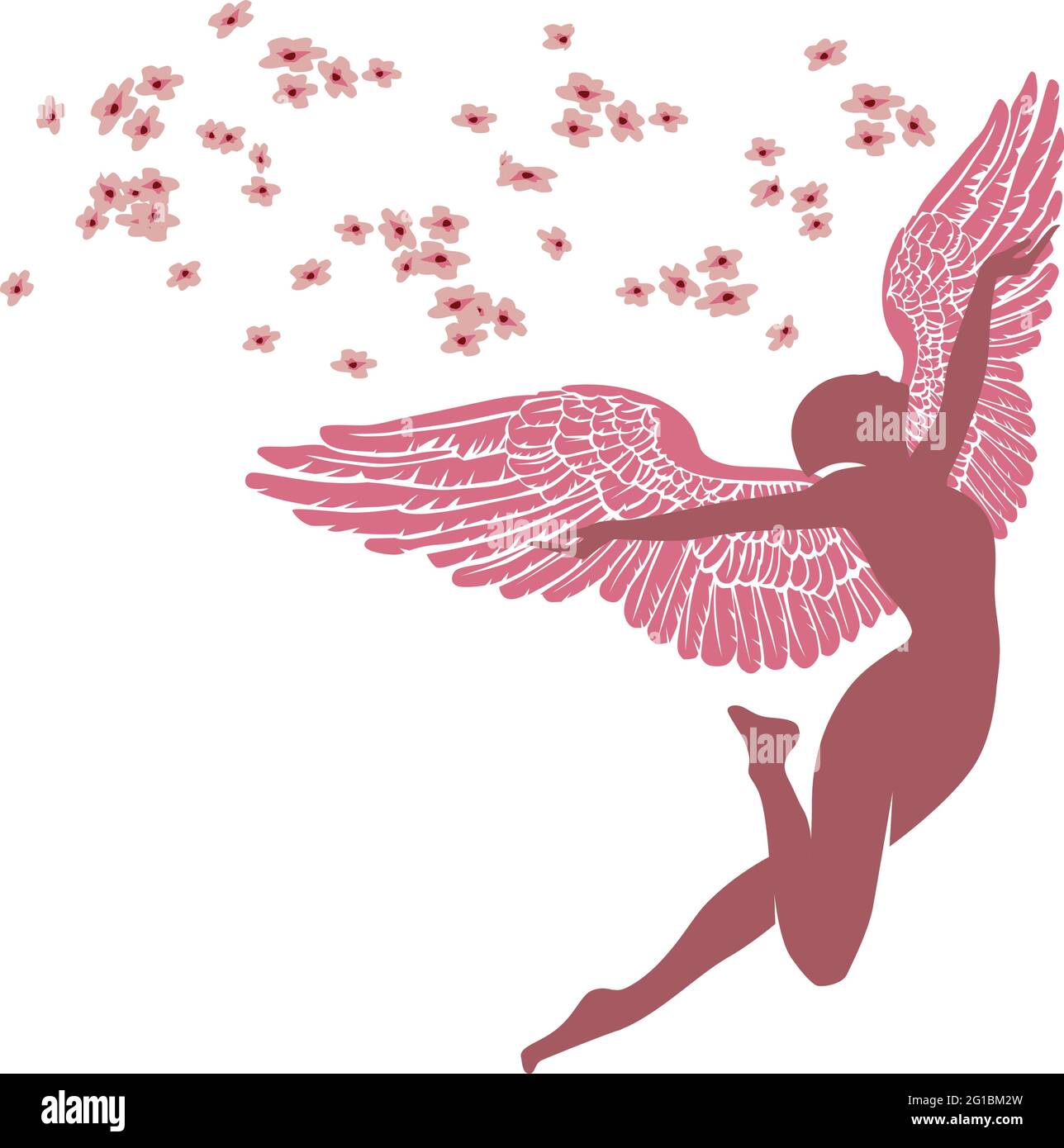 illustrazione di un angelo con fiori di primavera Illustrazione Vettoriale