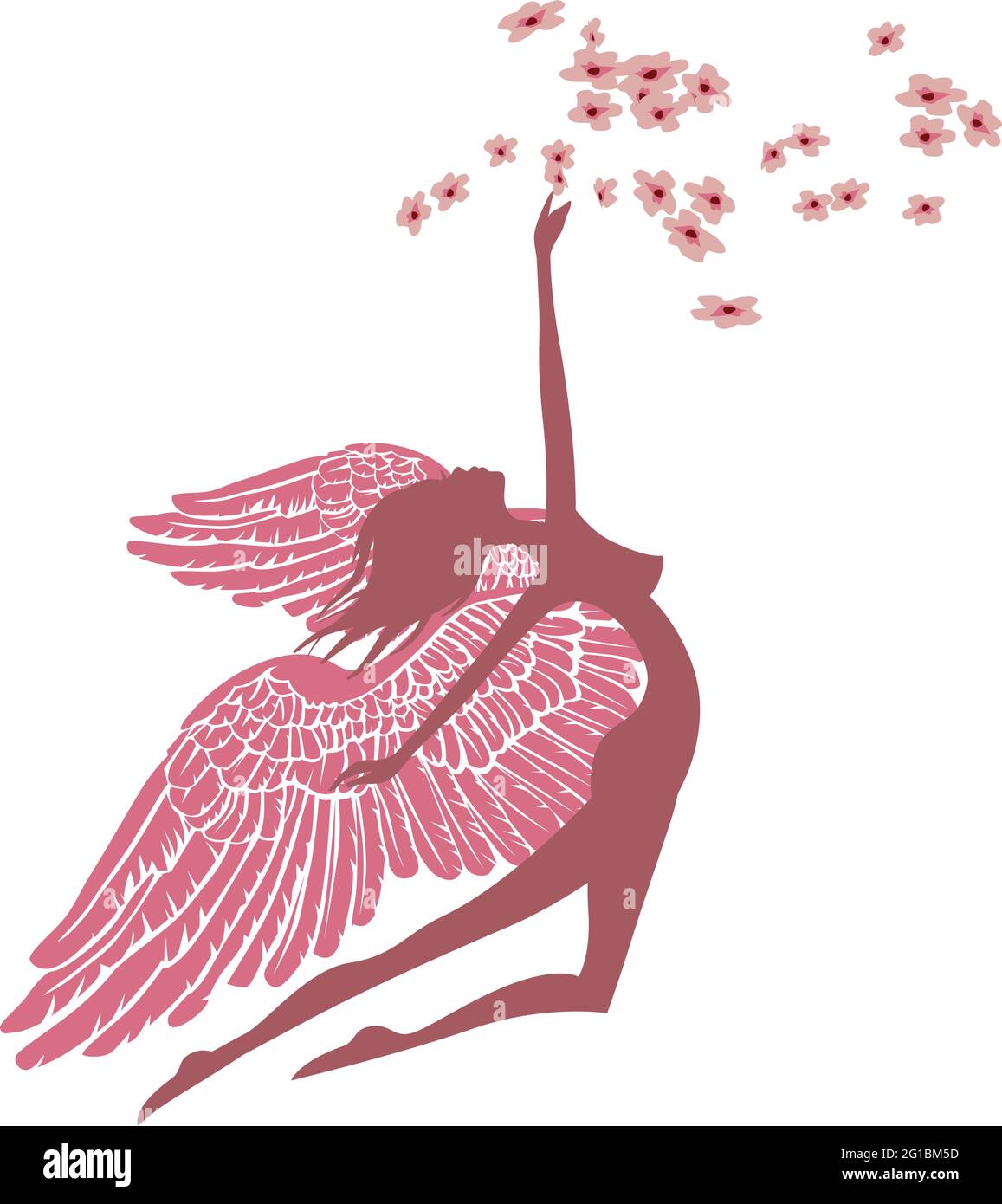 illustrazione di un angelo con fiori di primavera Illustrazione Vettoriale