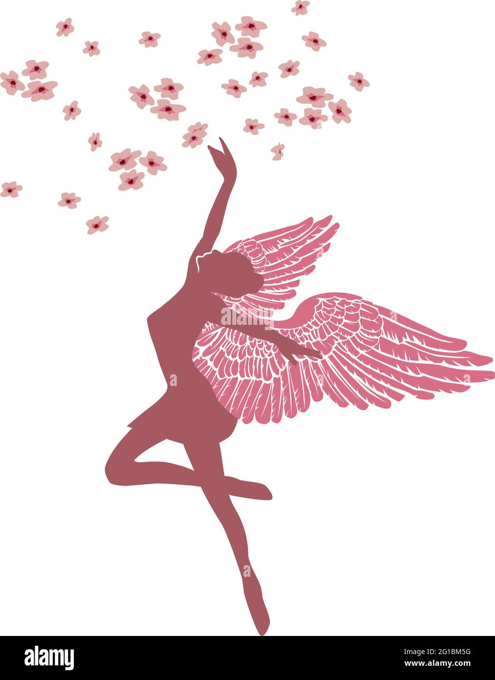 illustrazione di un angelo con fiori di primavera Illustrazione Vettoriale