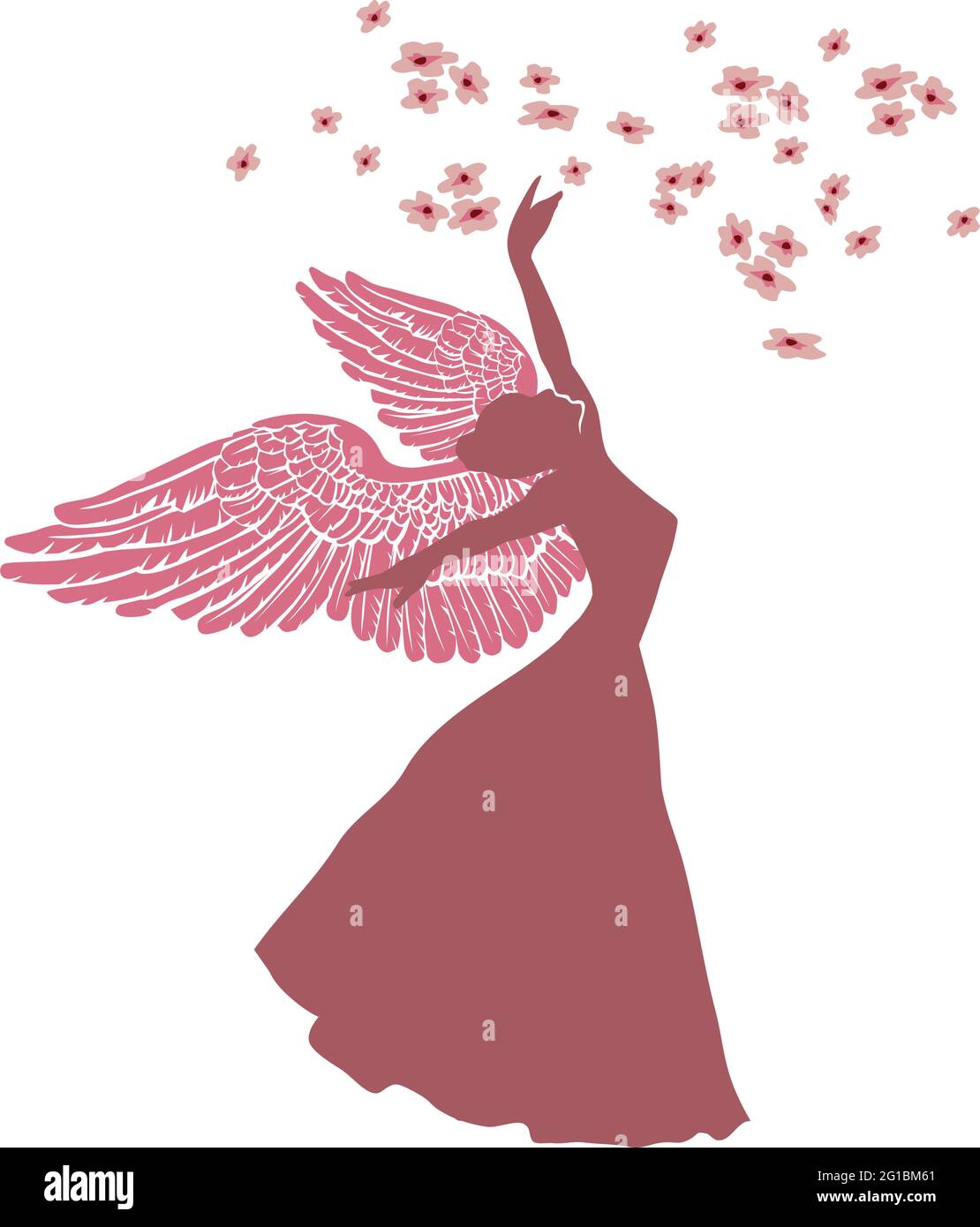 illustrazione di un angelo con fiori di primavera Illustrazione Vettoriale