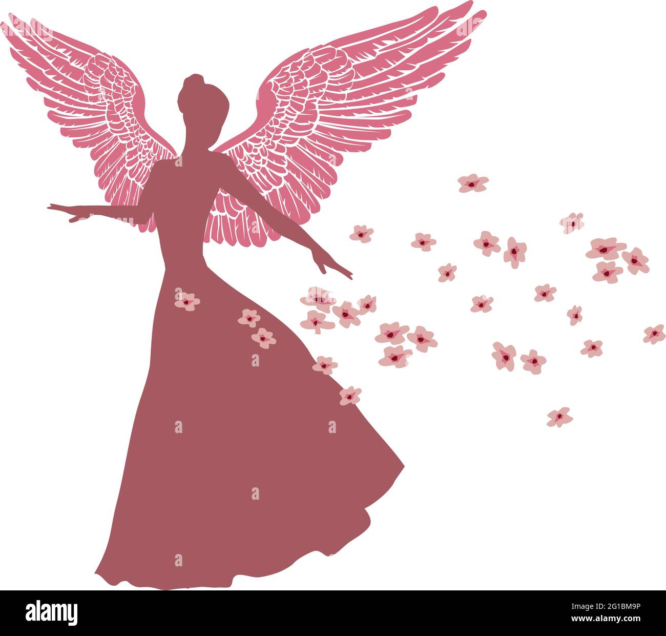 illustrazione di un angelo con fiori di primavera Illustrazione Vettoriale