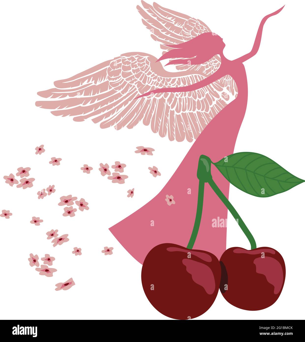 illustrazione di un angelo con frutti di primavera Illustrazione Vettoriale