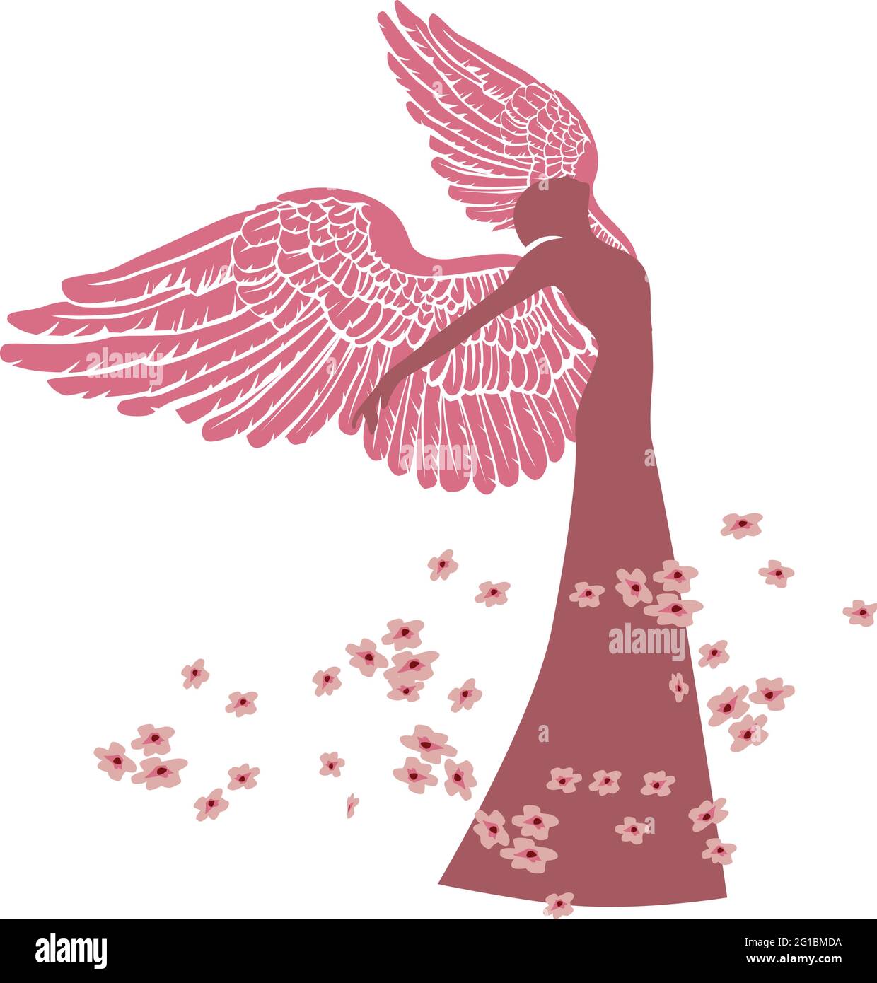 illustrazione di un angelo con fiori di primavera Illustrazione Vettoriale