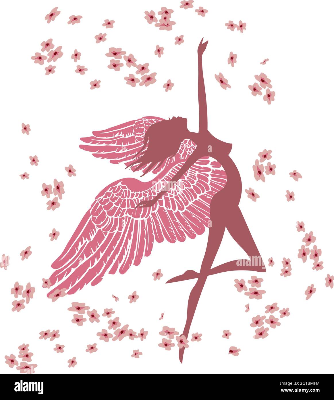 illustrazione di un angelo con fiori di primavera Illustrazione Vettoriale