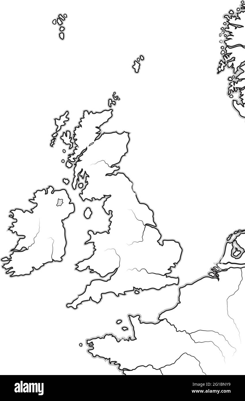 Mappa DELLE terre INGLESI: Regno Unito, Gran Bretagna, Inghilterra, Scozia, Galles e Irlanda. Grafico geografico. Illustrazione Vettoriale