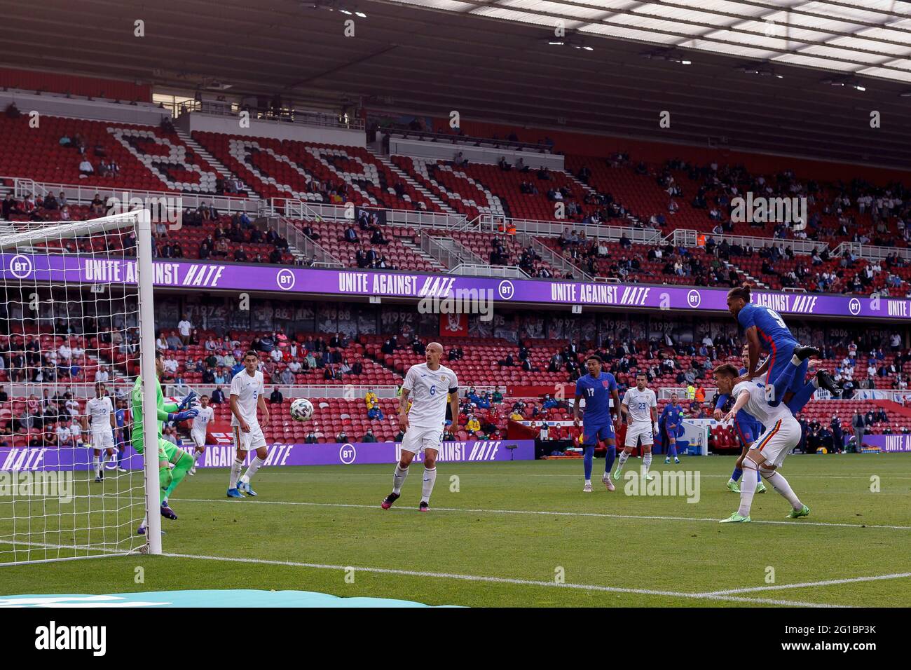 Middlesbrough, Regno Unito. 06 giugno 2021. Dominic Calvert-Lewin dell'Inghilterra durante la partita internazionale amichevole tra Inghilterra e Romania al Riverside Stadium il 6 giugno 2021 a Middlesbrough, Inghilterra. (Foto di Daniel Chesterton/phcimages.com) Credit: PHC Images/Alamy Live News Foto Stock