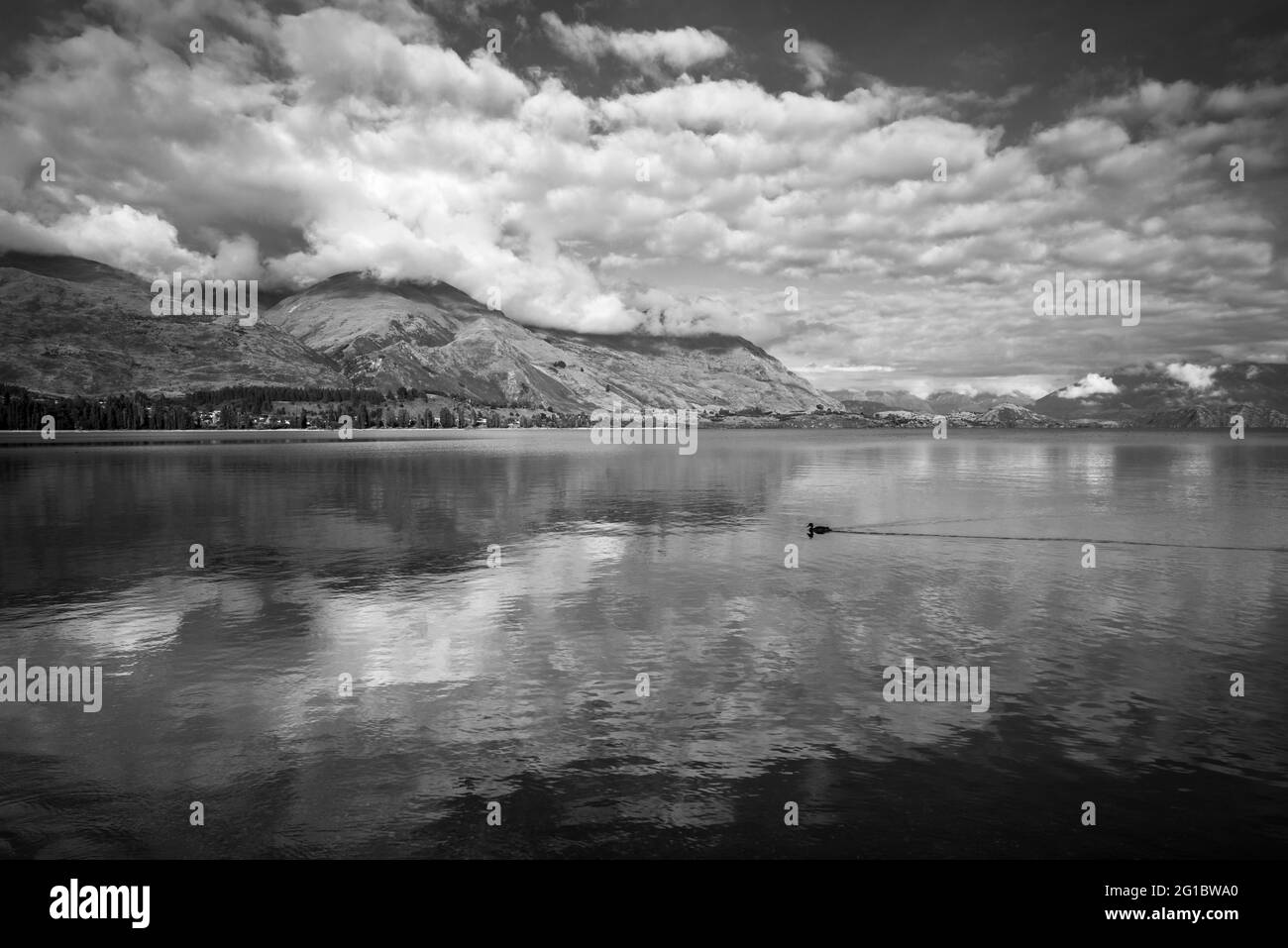 Luce mattutina sul Lago Wanaka, Wanaka, Otago, Isola del Sud, Nuova Zelanda Foto Stock