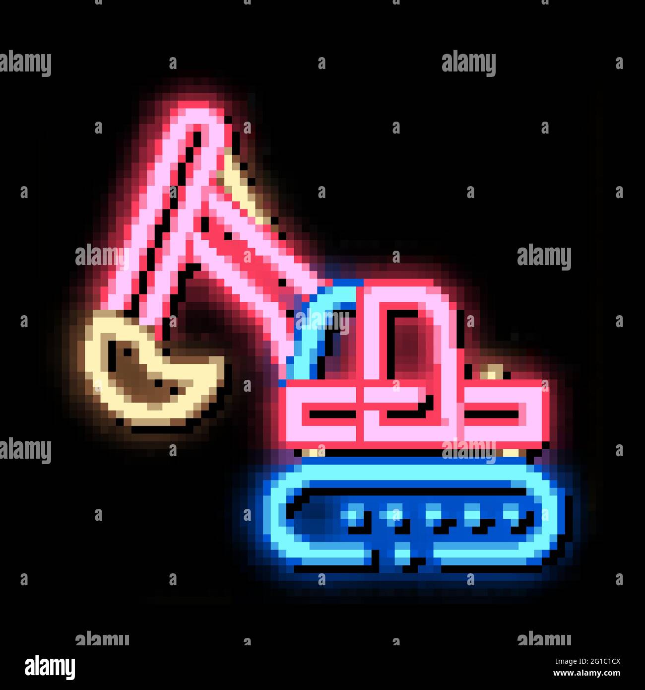 Illustrazione dell'icona del bagliore al neon della macchina da scavo Illustrazione Vettoriale