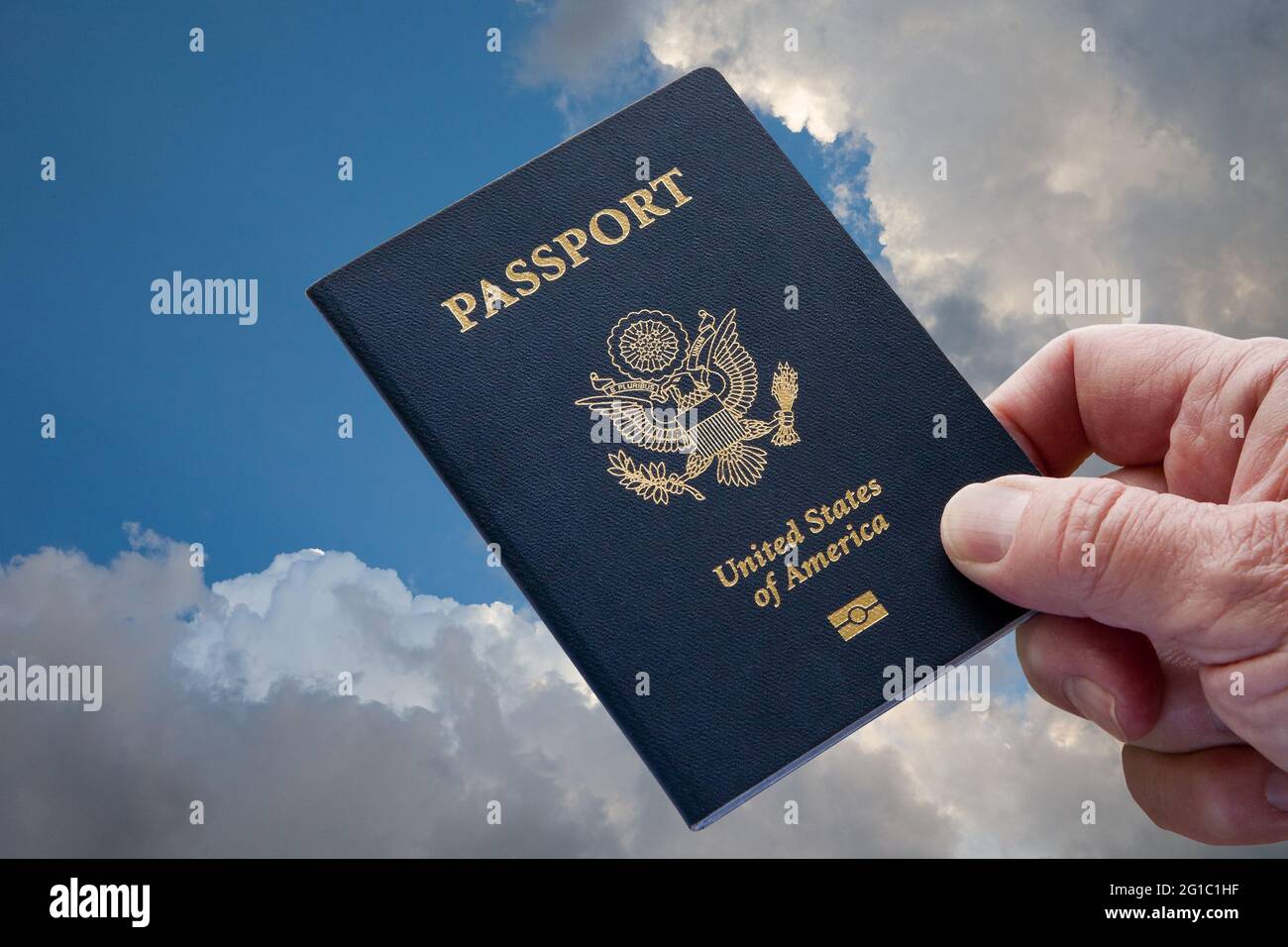 Primo piano del passaporto degli Stati Uniti d'America Foto Stock