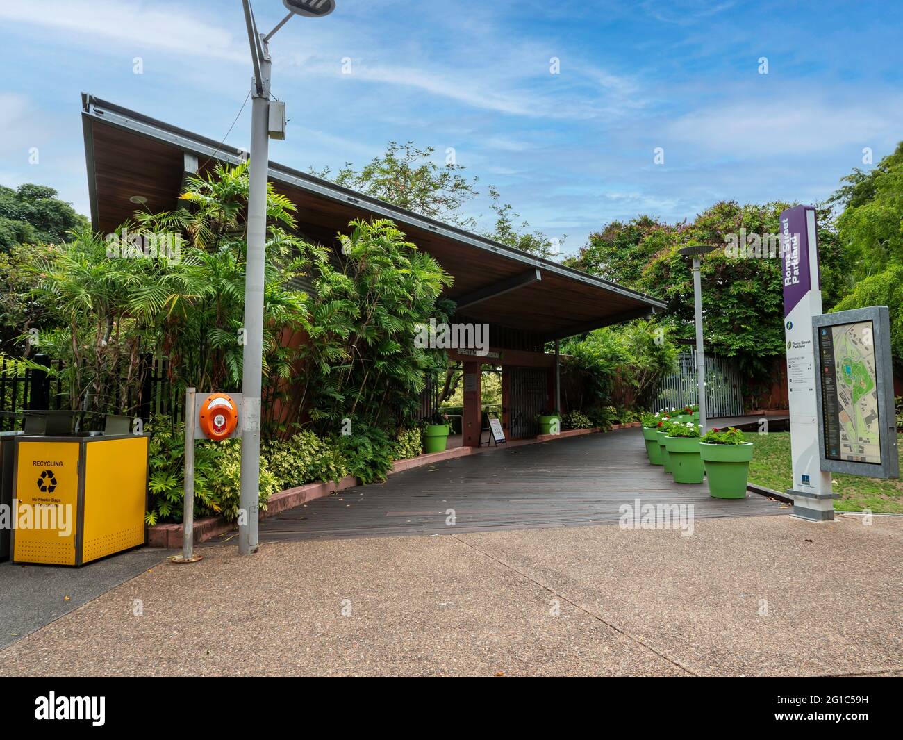 Ingresso a Roma Street Parkland, giardino di spettacolo a Brisbane Australia. Brisbane, Queensland, Australia. Foto Stock