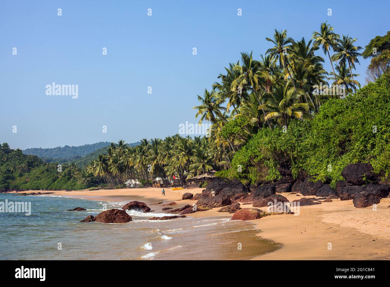 Cola (Khola) Beach (conosciuta anche come Secret Beach), Canacona, Goa, India Foto Stock