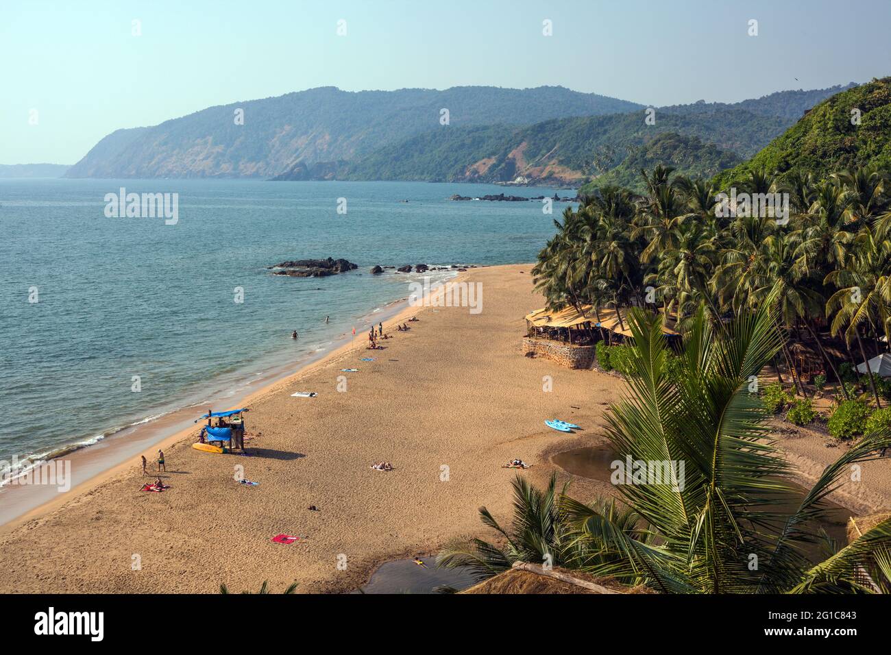 Cola (Khola) Beach (conosciuta anche come Secret Beach) e Lagoon, Canacona, Goa, India Foto Stock