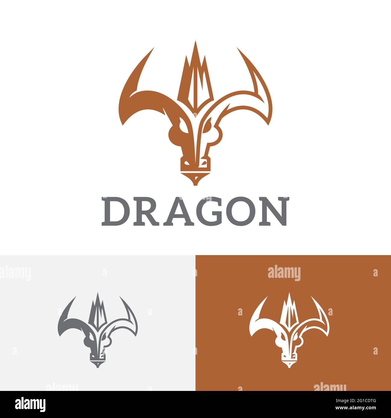 Design con logo Dragon Head in stile retro vintage Foto Stock