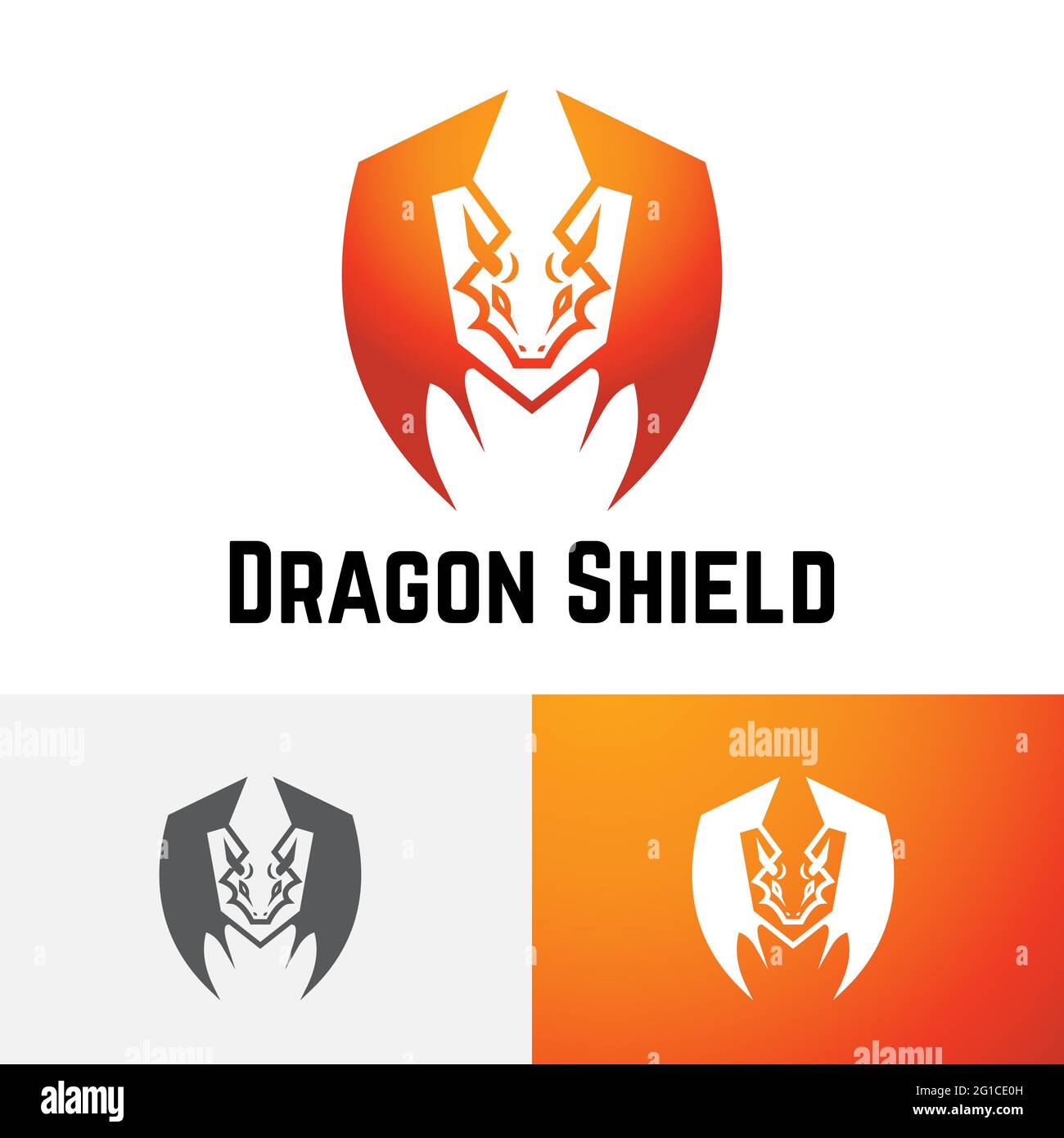 Design con logo Dragon Shield strong Guard Esport Game Foto Stock