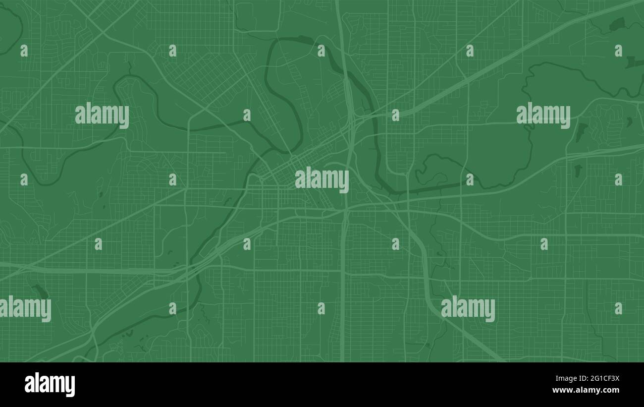 Green Fort Worth mappa vettoriale di sfondo, strade e acqua cartografia illustrazione. Formato widescreen, formato digitale piatto. Illustrazione Vettoriale