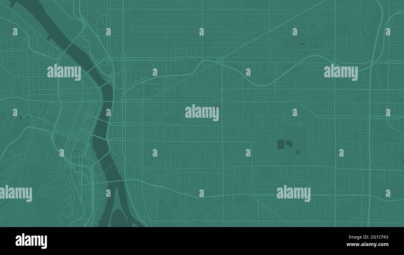 Green Portland mappa vettoriale di sfondo, strade e acqua cartografia illustrazione. Formato widescreen, formato digitale piatto. Illustrazione Vettoriale
