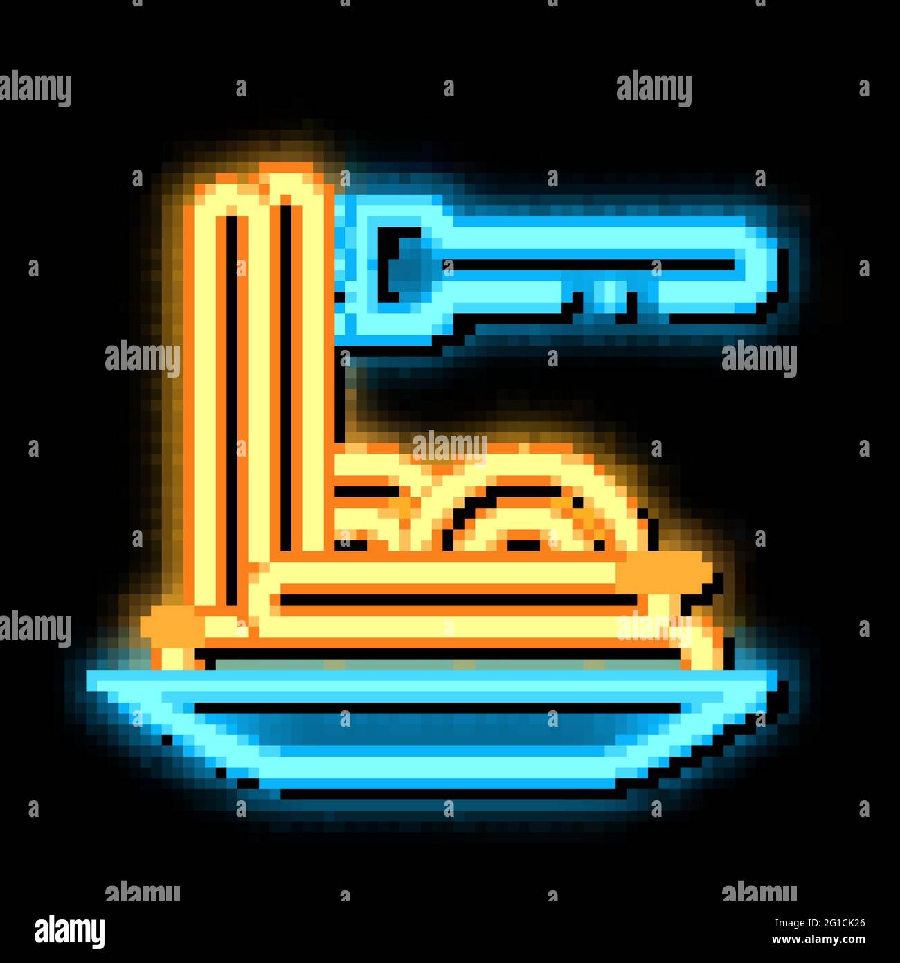 Pasta Italia icona del neon piatto bagliore illustrazione Illustrazione Vettoriale