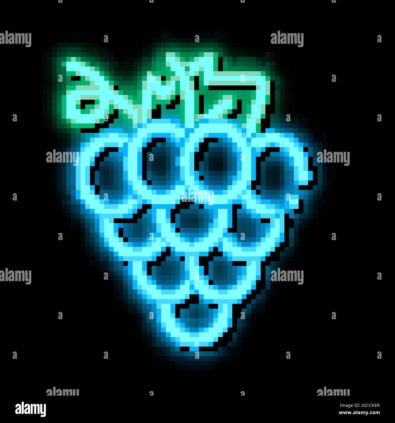 Illustrazione dell'icona Grape Wine Berry al neon Illustrazione Vettoriale