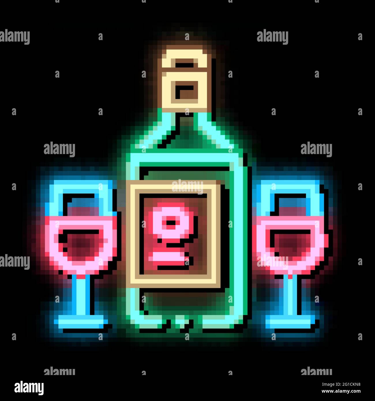 Illustrazione dell'icona di bagliore al neon della bottiglia di vino Illustrazione Vettoriale