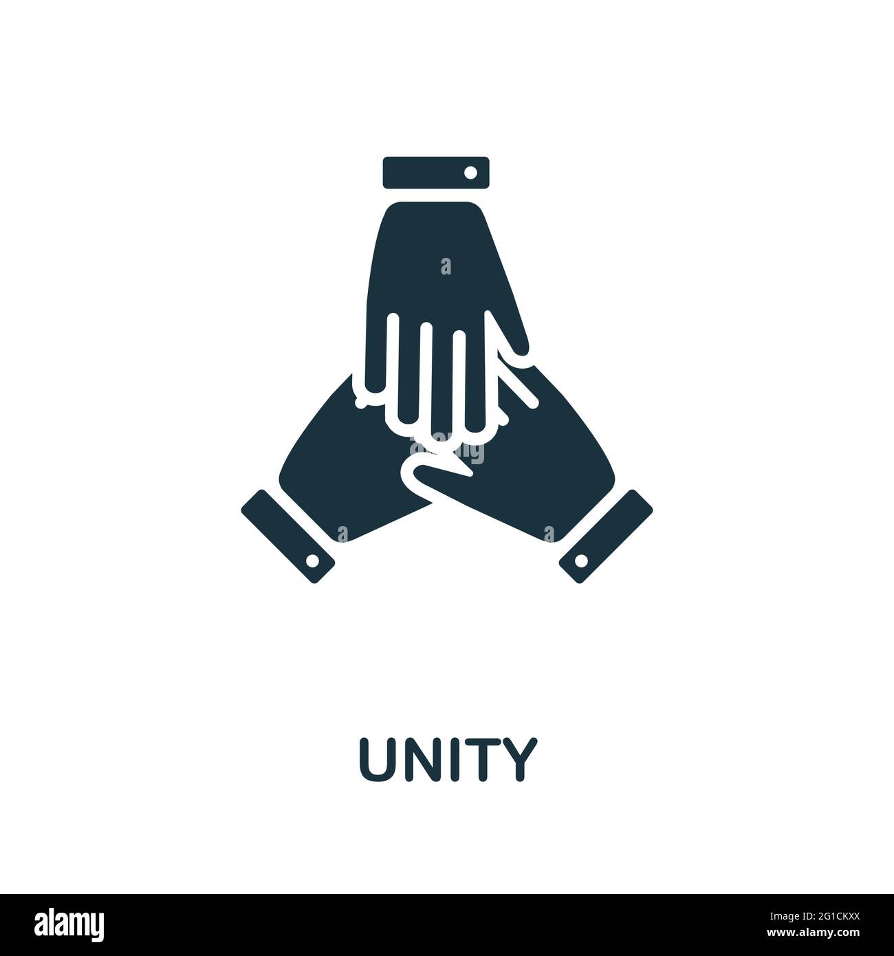 Icona unità. Elemento semplice monocromatico della raccolta dei diritti civili. Icona Creative Unity per web design, modelli, infografiche e altro ancora Illustrazione Vettoriale