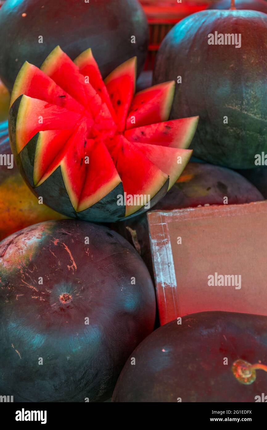 FRANCIA. REUNION ISLAND, IL MERCATO DI SAINT-PIERRE, ANGURIA Foto Stock